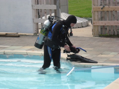 Preparing to dive