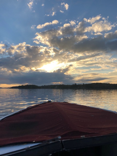 On the River Passing a Tour Ship